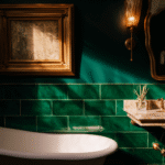 Elegant clawfoot bathtub with emerald green tiles and gold fixtures in a vintage-inspired bathroom renovation Toronto project.