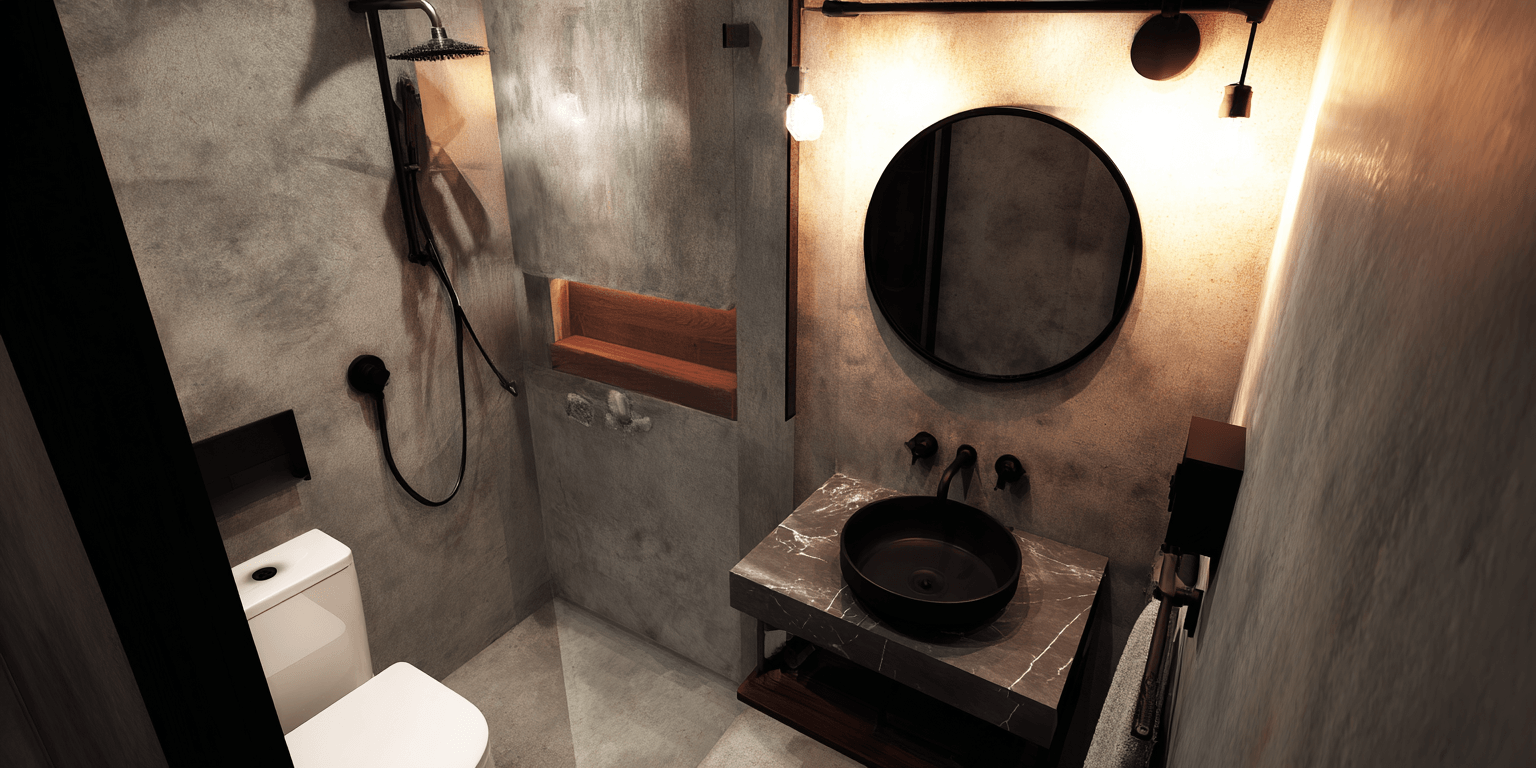 Small bathroom renovation Toronto featuring compact layout, walk-in shower, and modern loft-style design